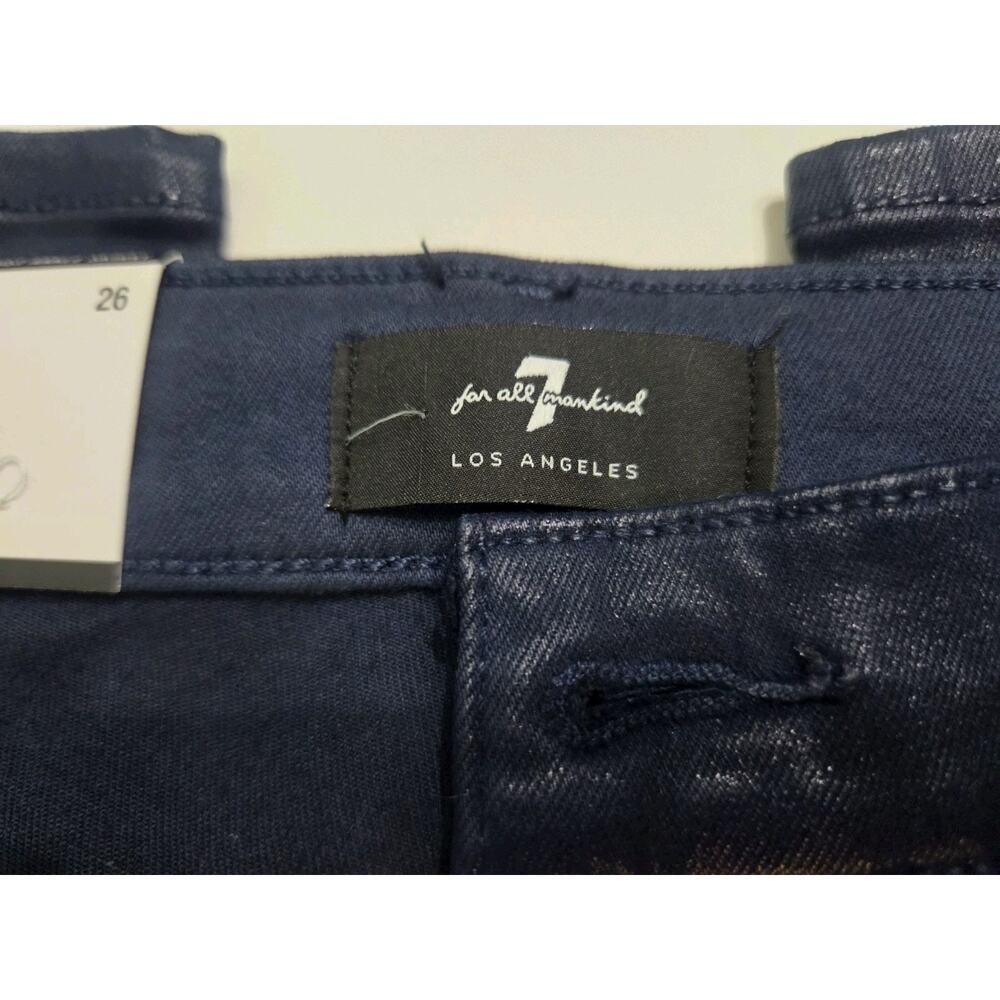 NWT 7 For All Mankind HighRise Ankle Skinny Coated Jeans Women 26 Royal Purple - Picture 3 of 12